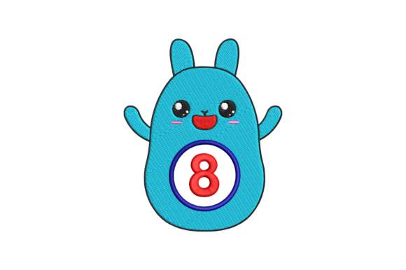 Cute Rabbit Number 8: A Charming Back to School Embroidery Design