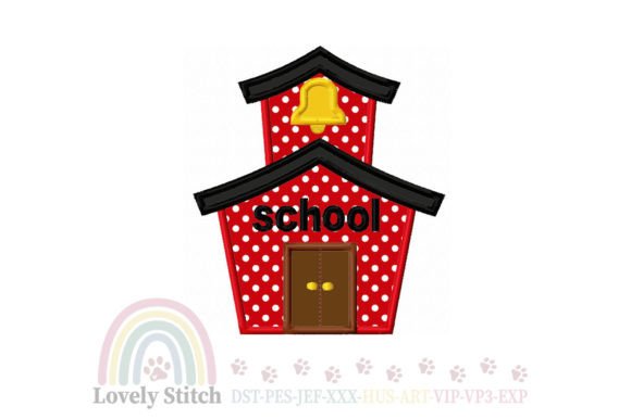 School House Embroidery Design